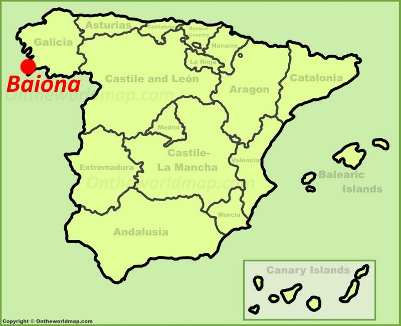 Baiona en el mapa de España
