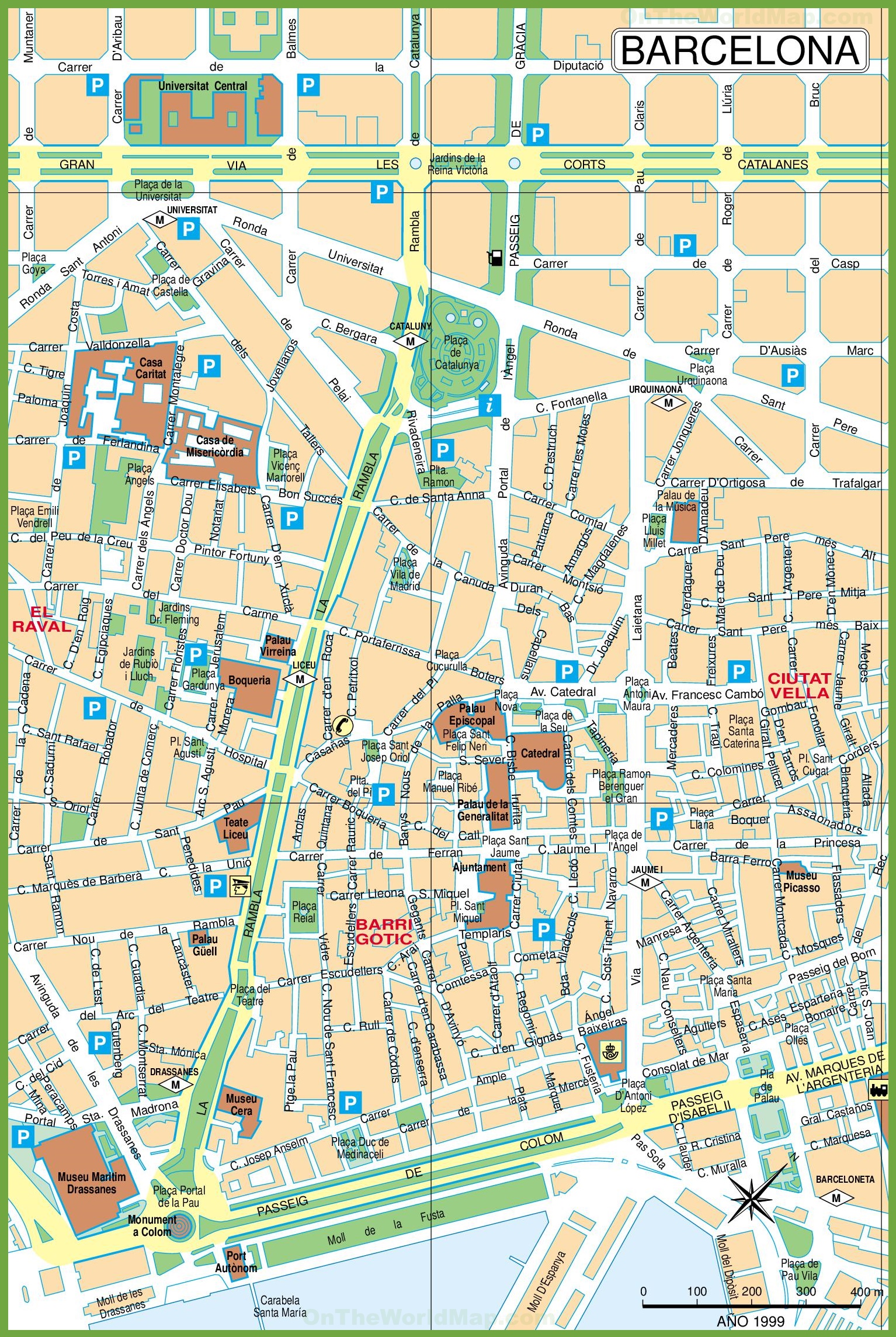 auxiliar difícil Numérico Barcelona - Mapa del centro de la ciudad