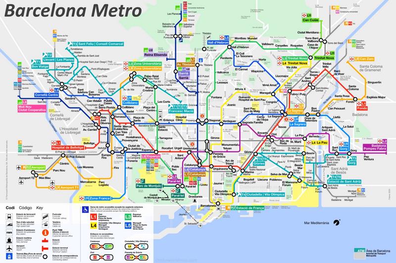Barcelona Metro and Tram Map