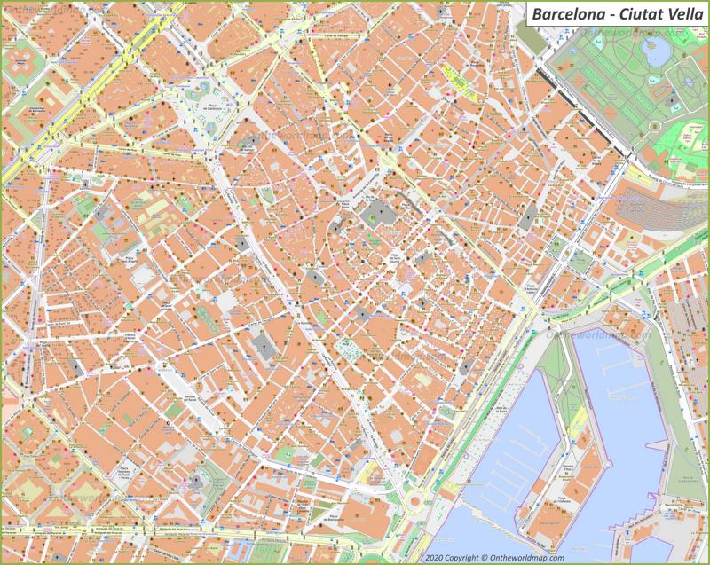 Barcelona Old City (Ciutat Vella) Map