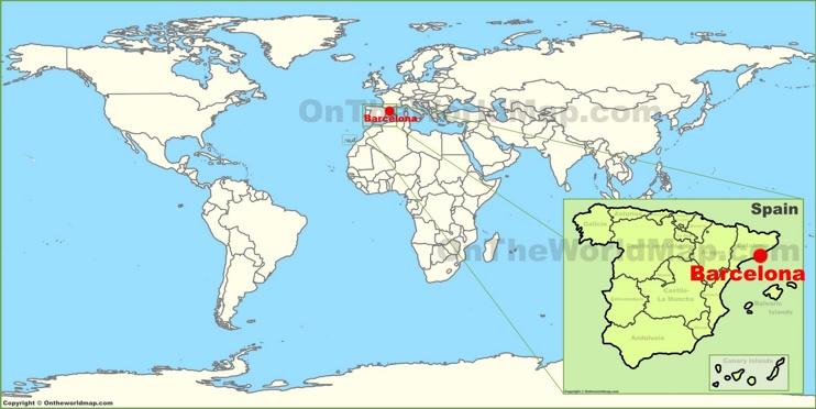 Barcelona on the World Map