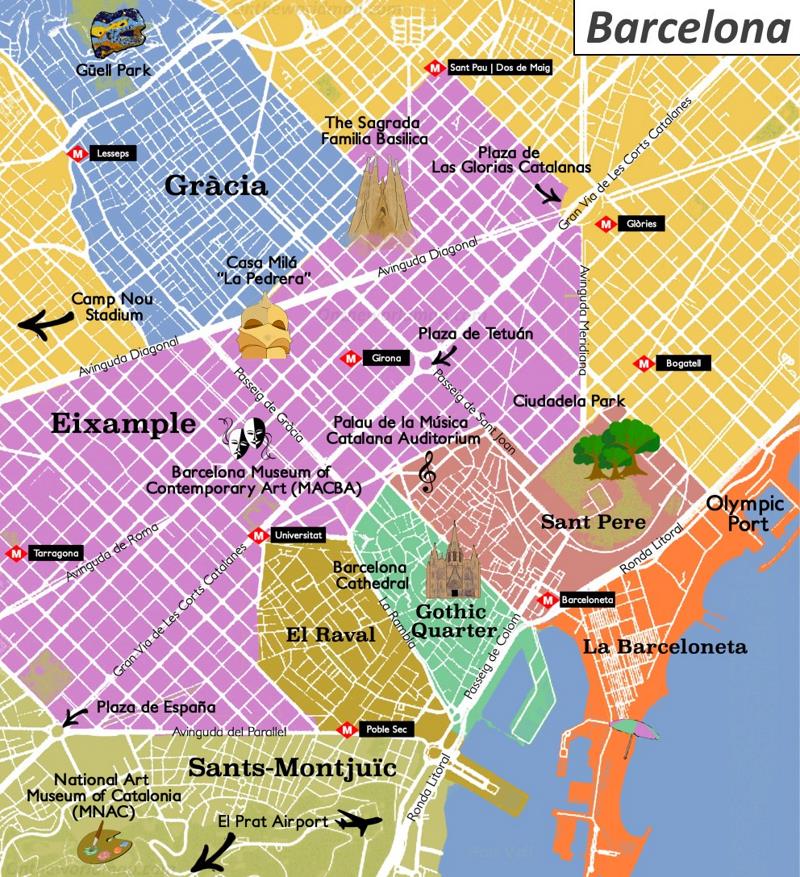 Barcelona Tourist Attractions Map