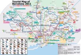 Metro map of Barcelona with sightseeings