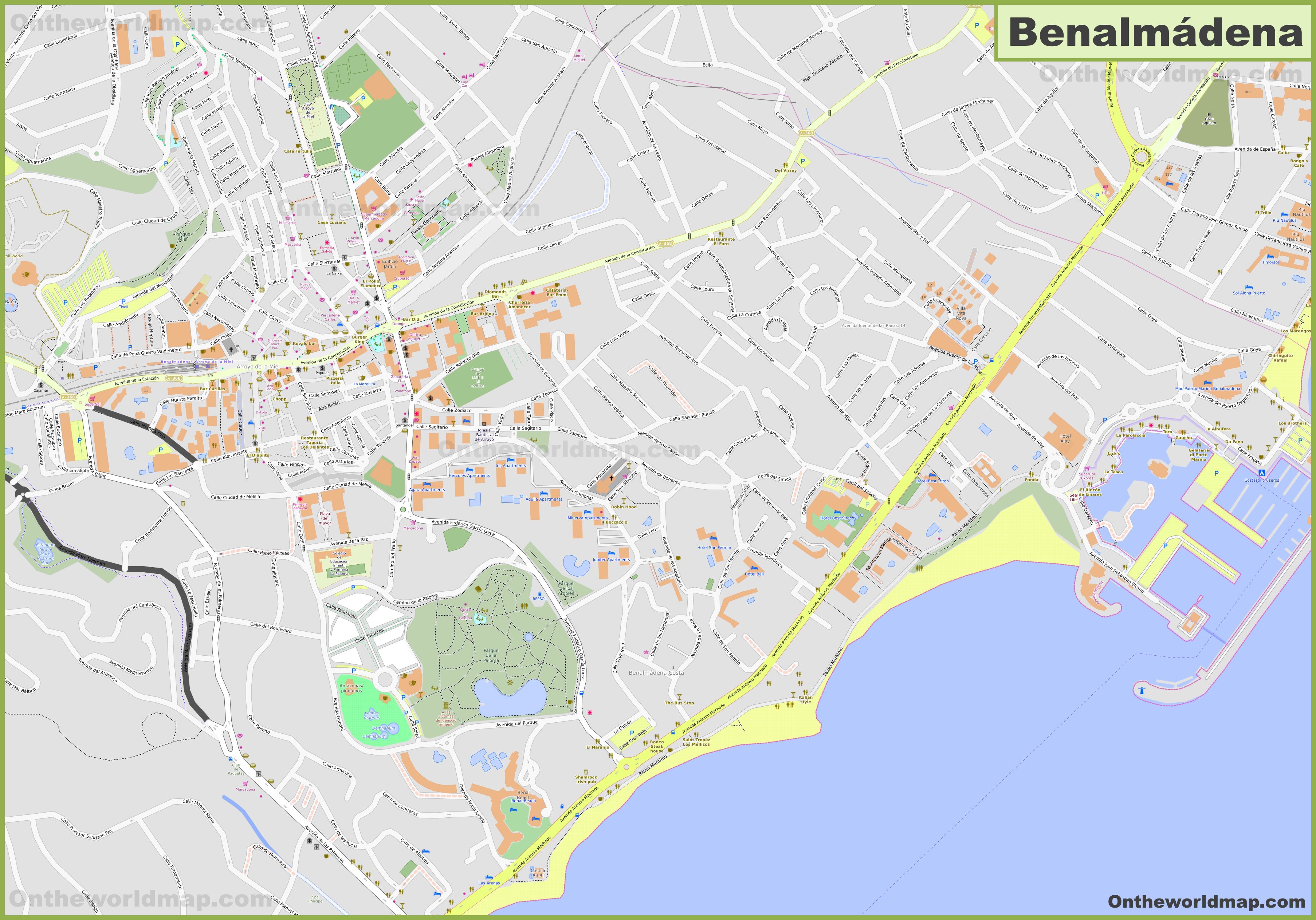 Detailed map of Benalmadena - Ontheworldmap.com