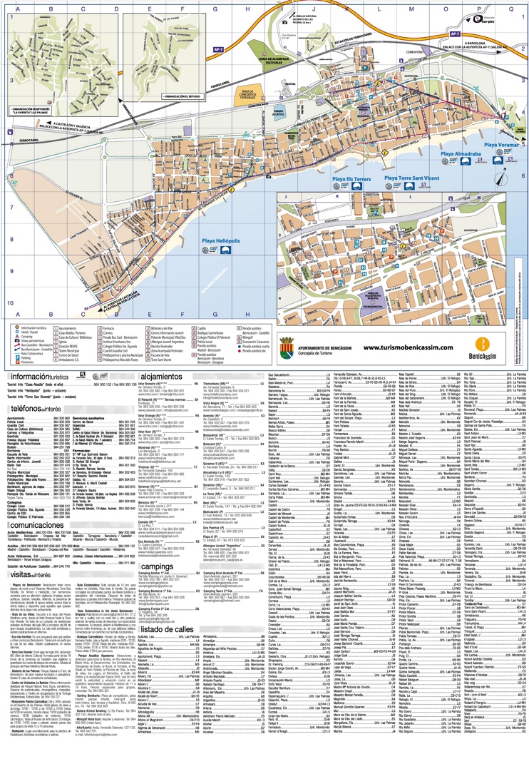 Benicasim - Mapa de hoteles y atracciones turísticas