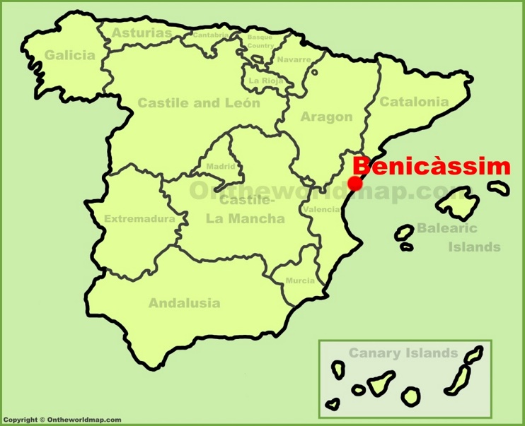 Benicasim en el mapa de España
