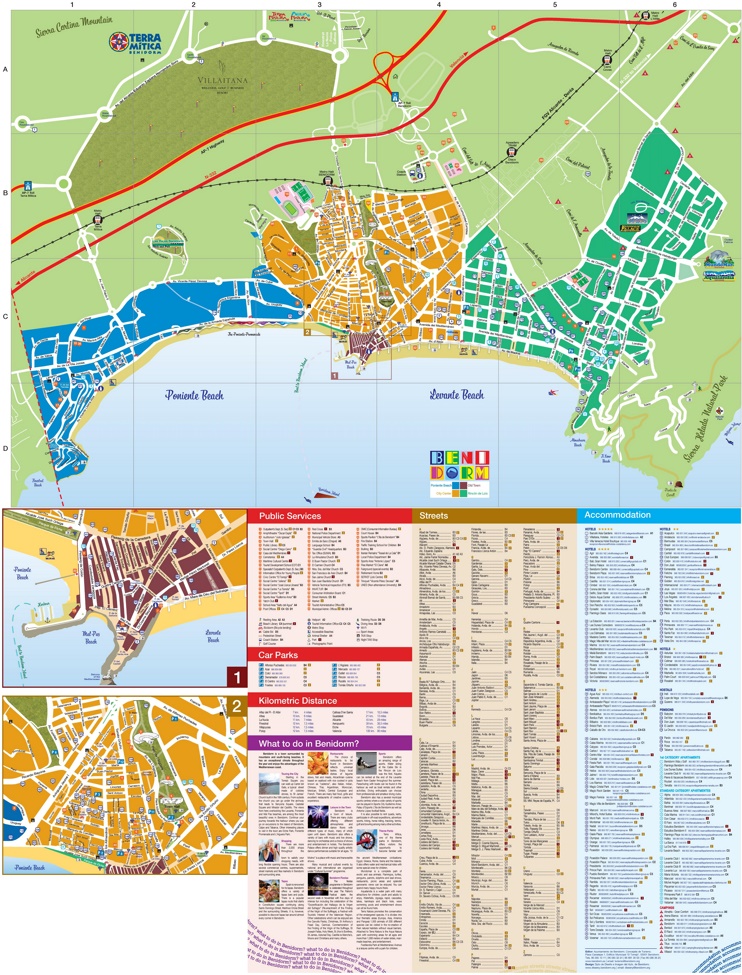 Benidorm - Mapa de hoteles y atracciones turísticas
