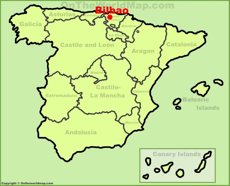 Bilbao en el mapa de España