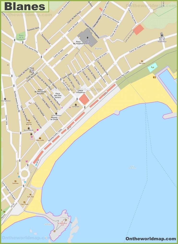Blanes Town Center Map