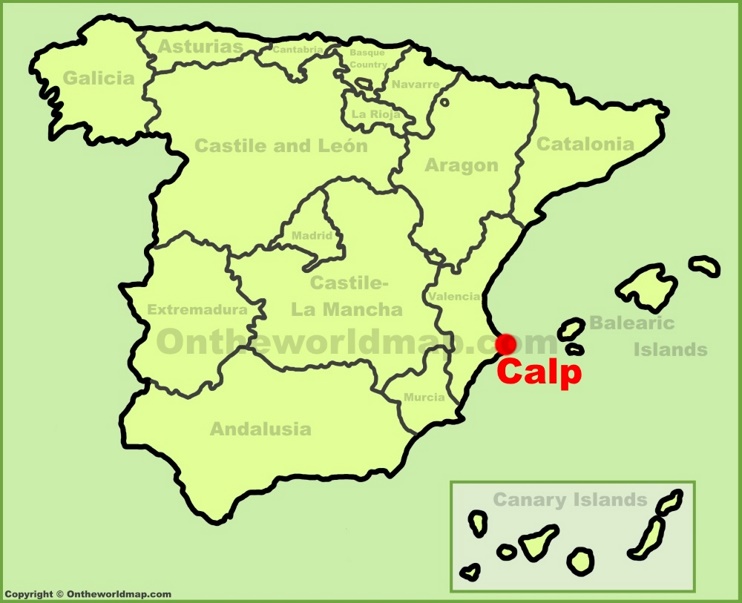 Calpe en el mapa de España