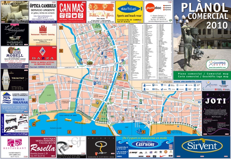 Cambrils - Mapa del centro de la ciudad
