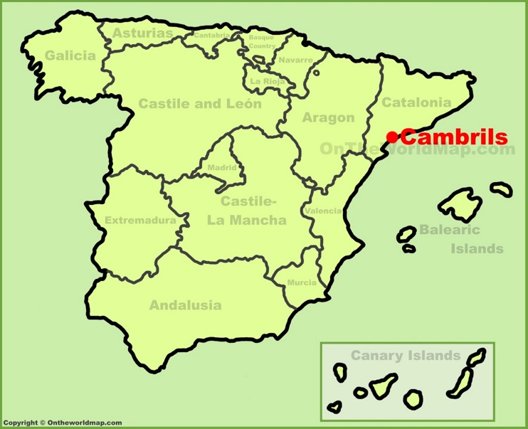 Cambrils location on the Spain map