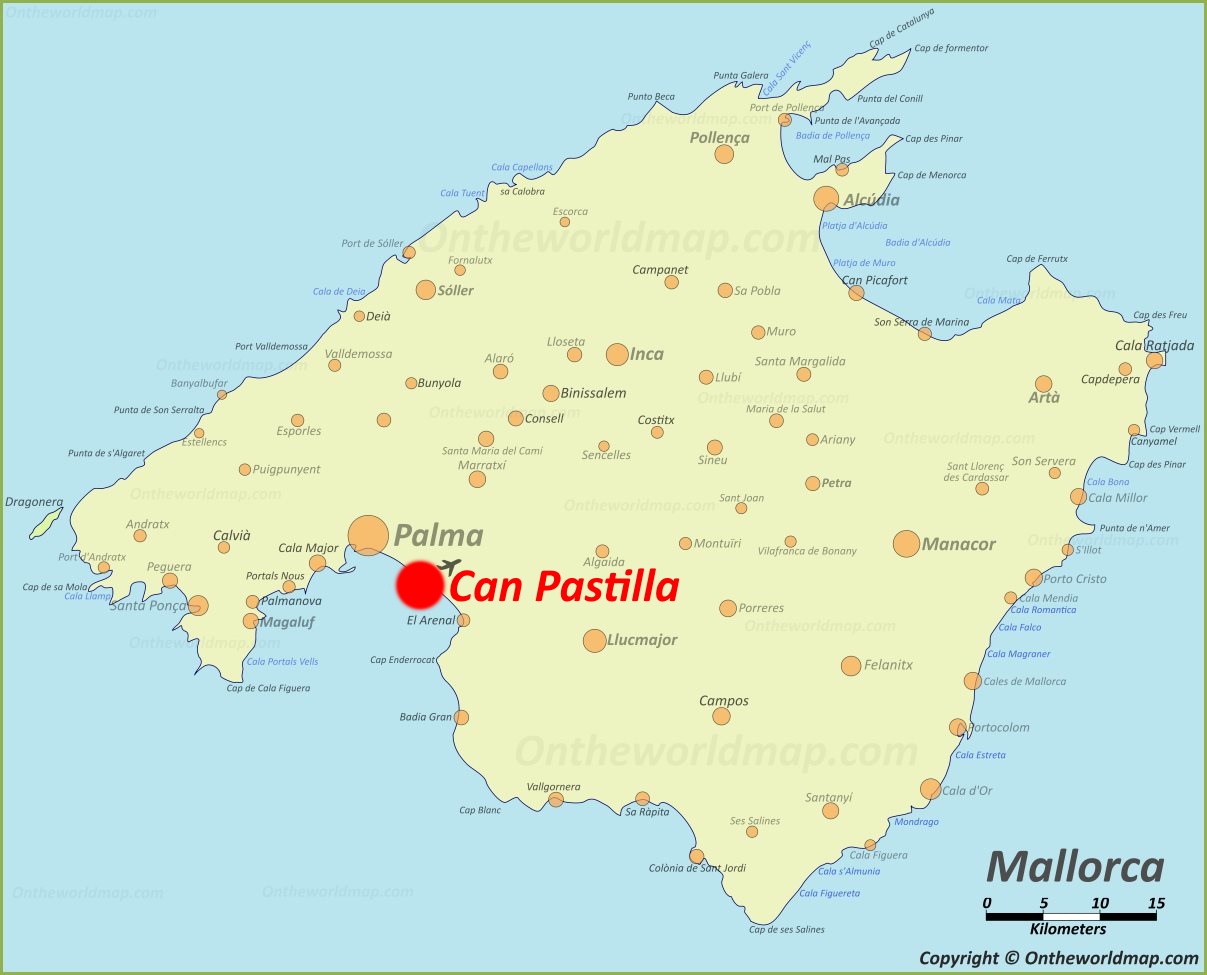 Can Pastilla en el Mapa de Mallorca