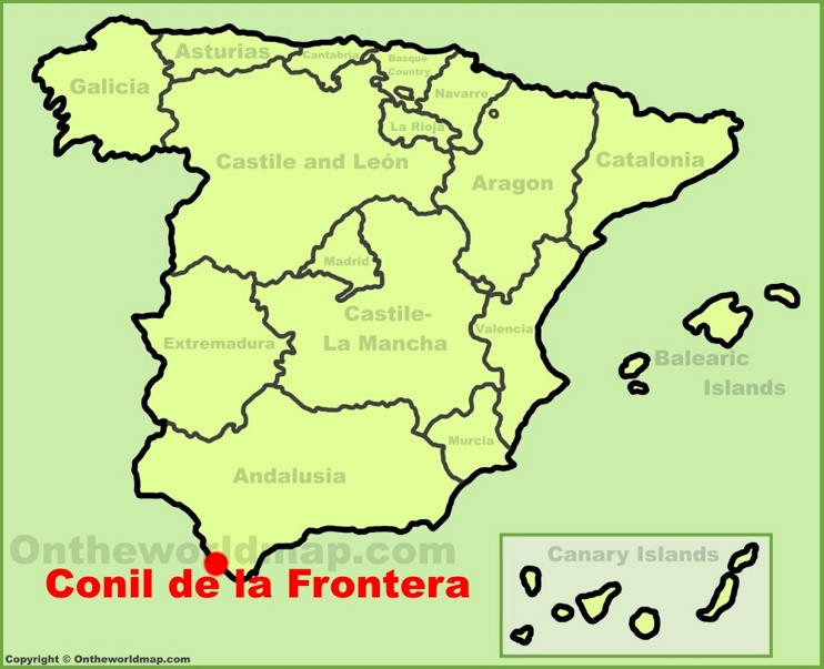 Conil de la Frontera location on the Spain map
