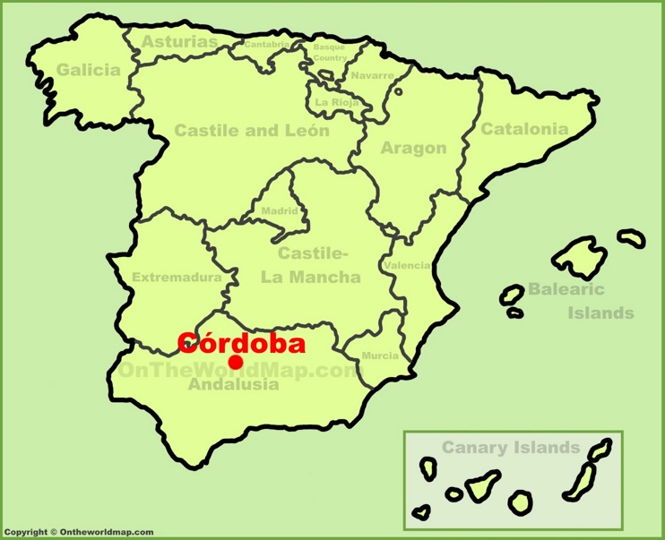 Cordoba location on the Spain map