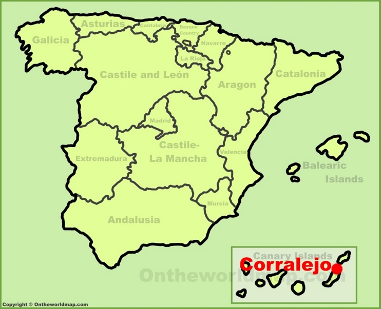 Corralejo en el mapa de España