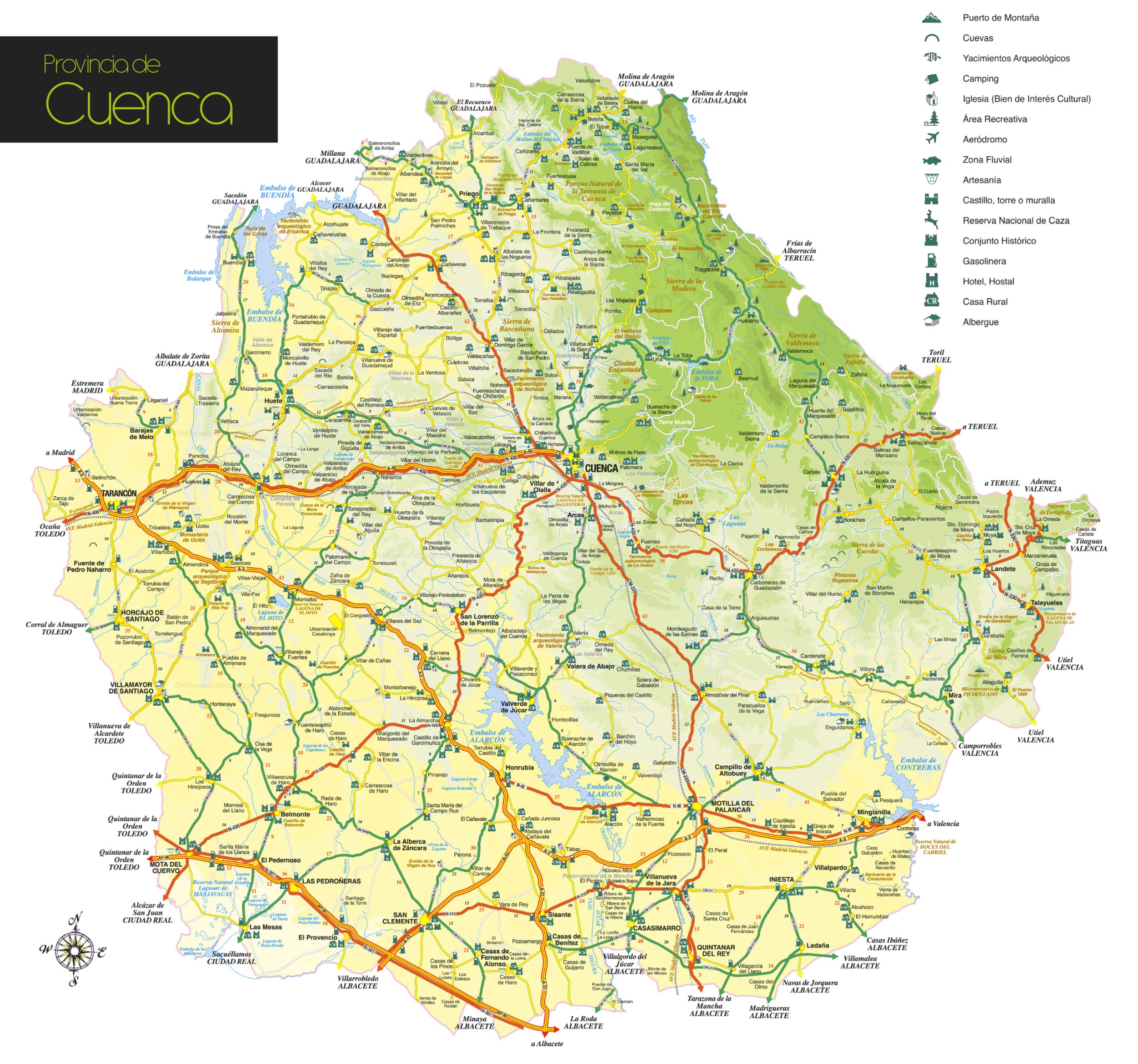 Province Of Cuenca Tourist Map Ontheworldmap