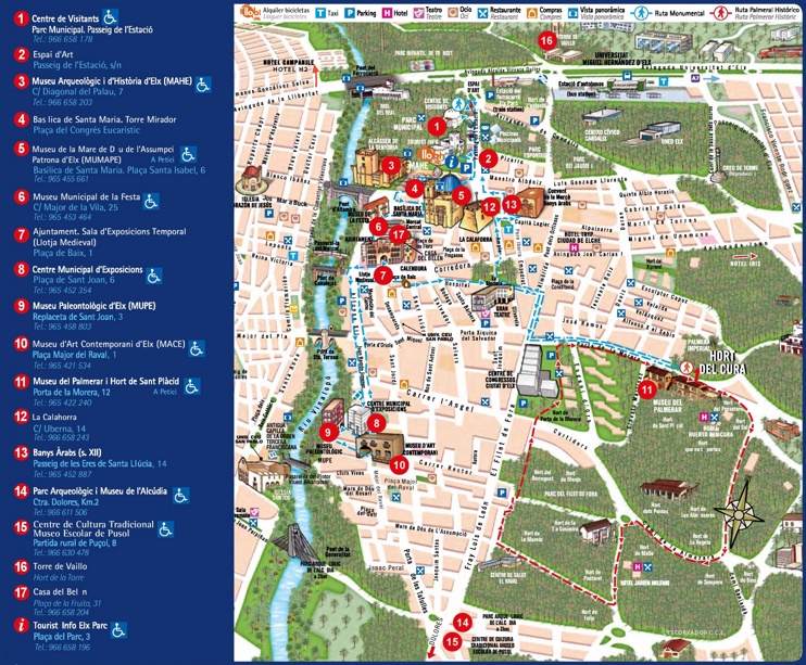 Elche - Mapa del centro de la ciudad