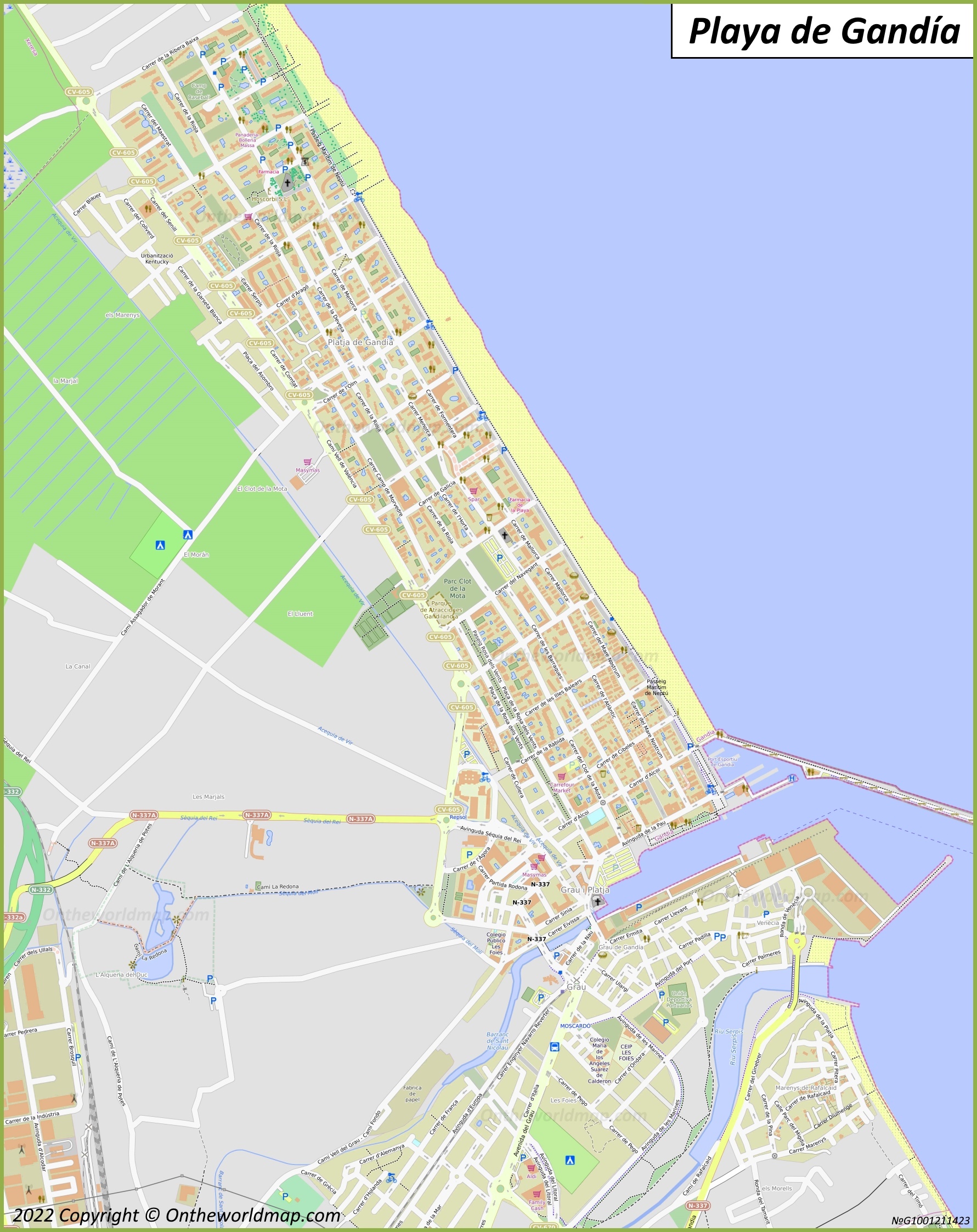 Mapa de Playa de Gandía