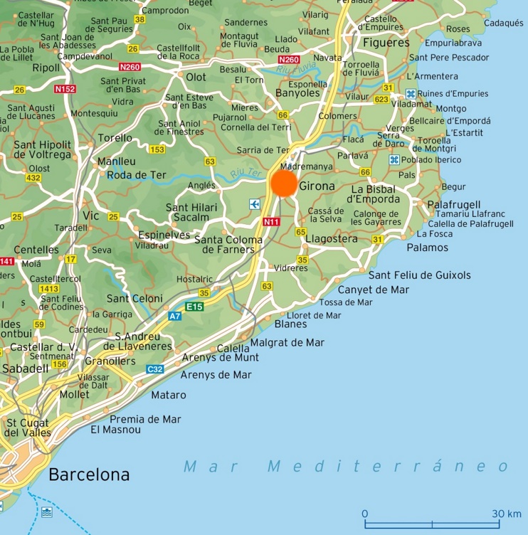 Mapa de alrededores de Girona