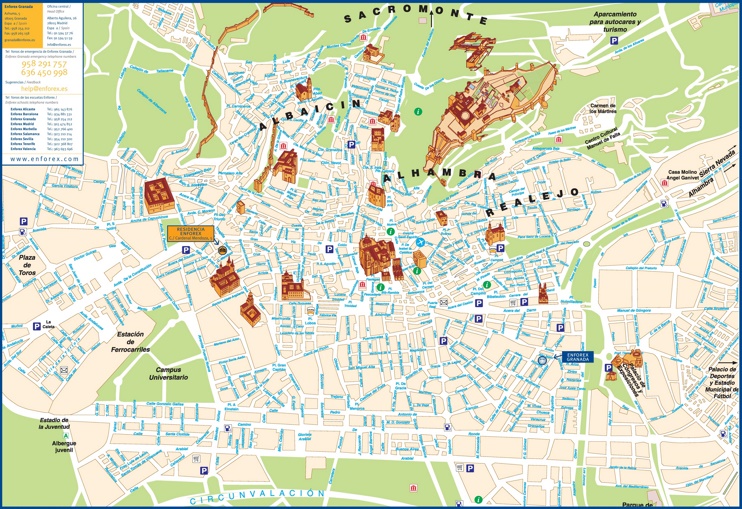 Granada city center map