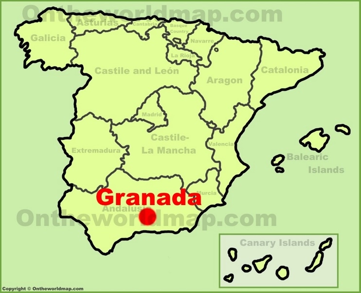Granada location on the Spain map