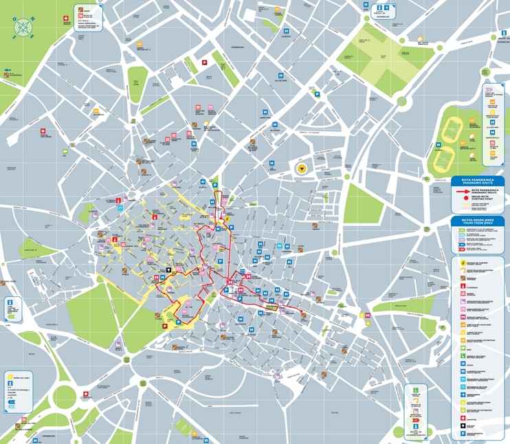 Jerez De La Frontera Tourist Map Ontheworldmap Com   Jerez De La Frontera Tourist Map Max 