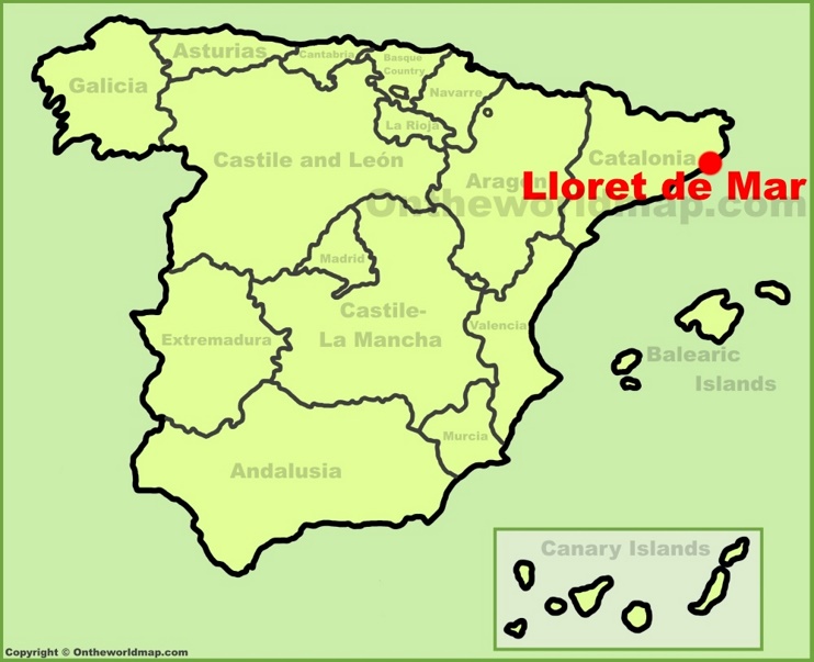 Lloret de Mar location on the Spain map