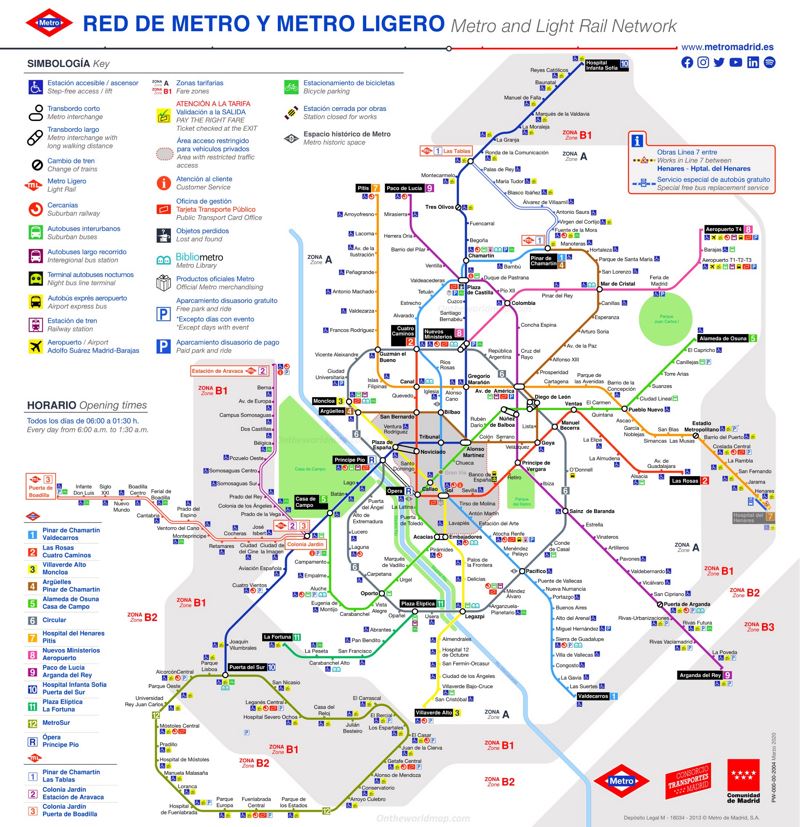 Madrid Metro Map Ontheworldmap Madrid Metro Map Ontheworldmap