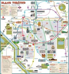 Madrid metro map with sightseeings