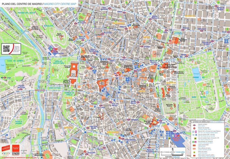 Madrid Tourist Map With Bus Routes
