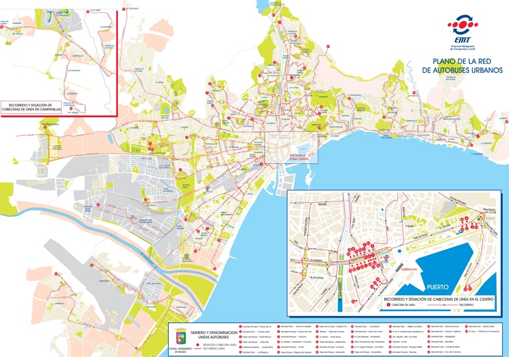 Malaga bus map