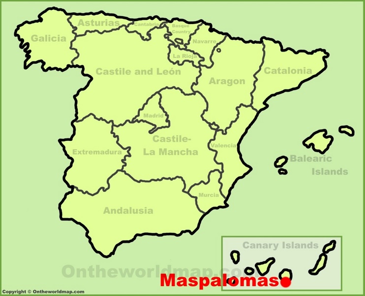 Maspalomas en el mapa de España