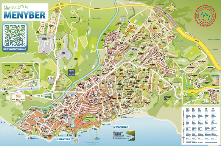 Nerja hotels and sightseeings map