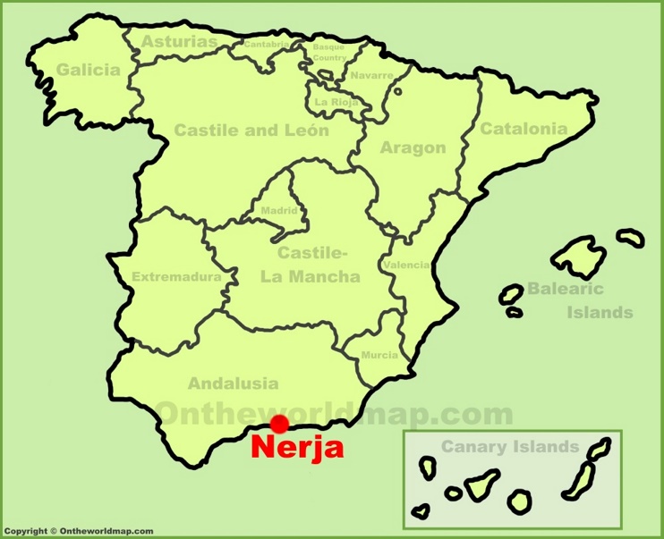 Nerja location on the Spain map