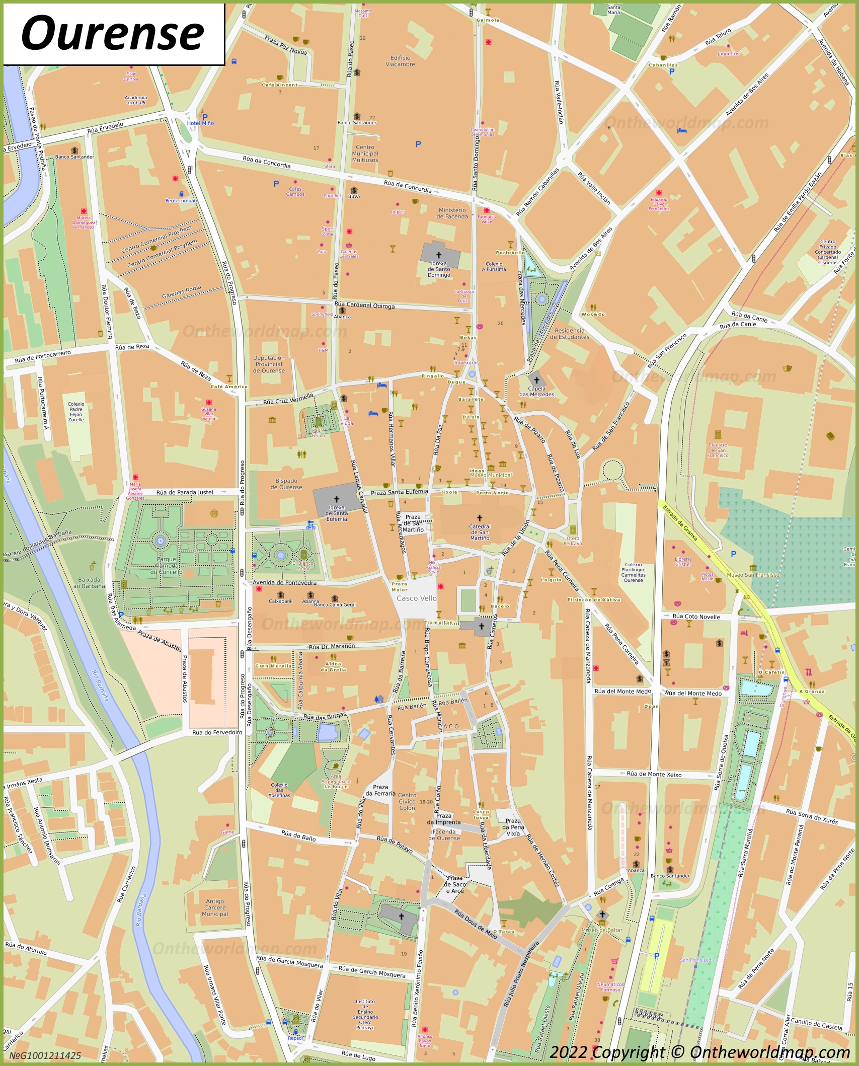 Mapa de la ciudad alta de Orense