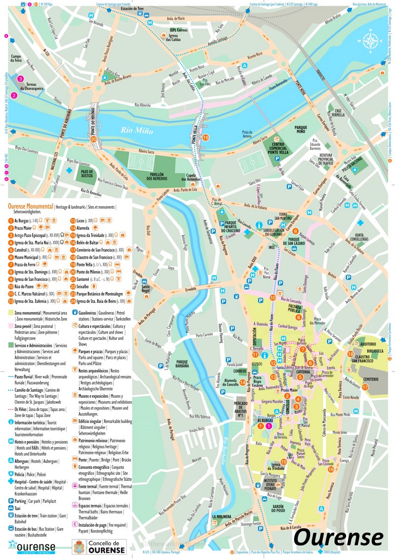 Ourense Tourist Attractions Map
