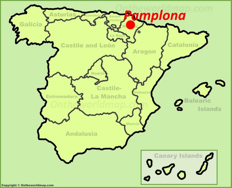 Pamplona en el mapa de España