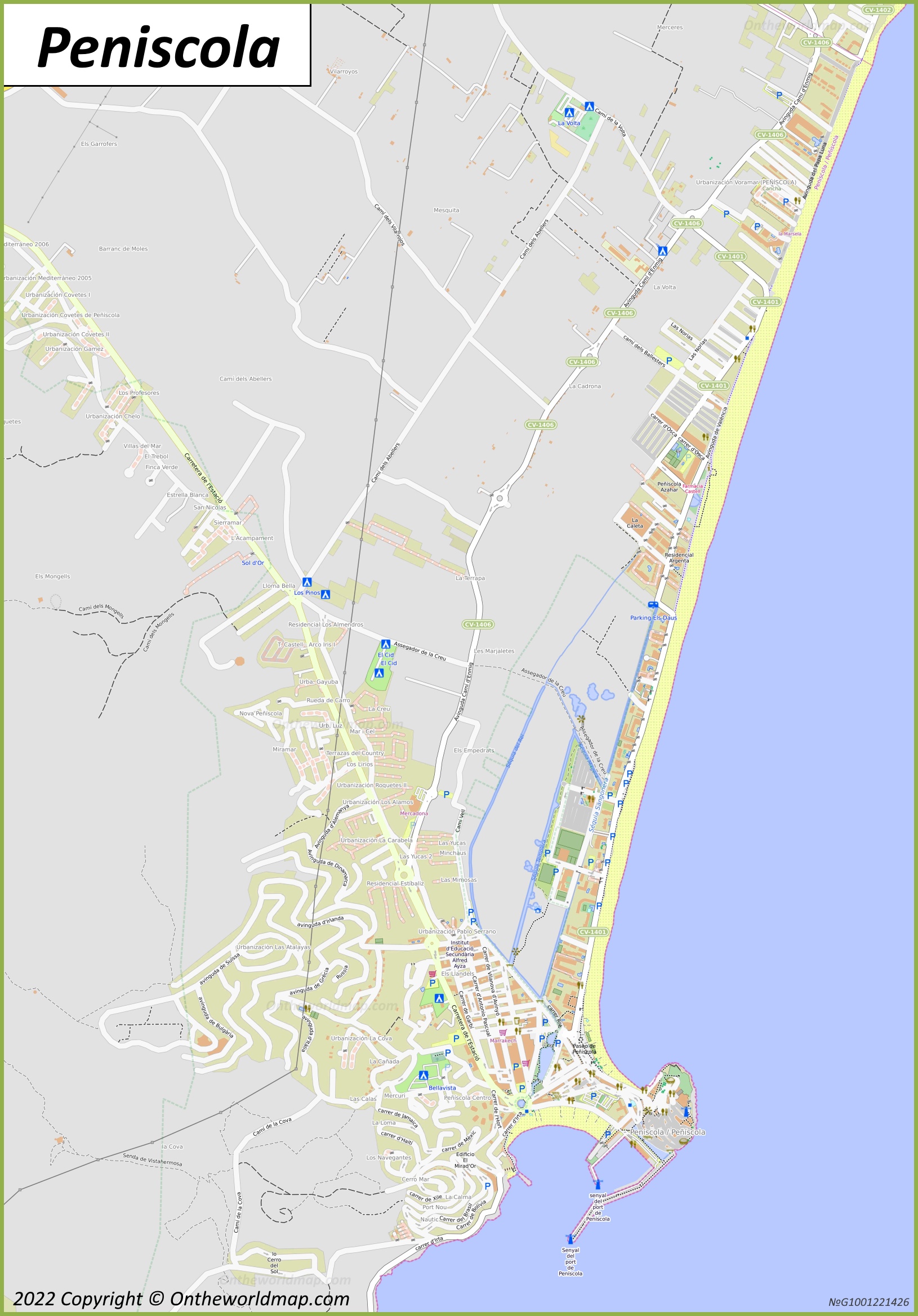 Mapa de los alrededores de Peñíscola