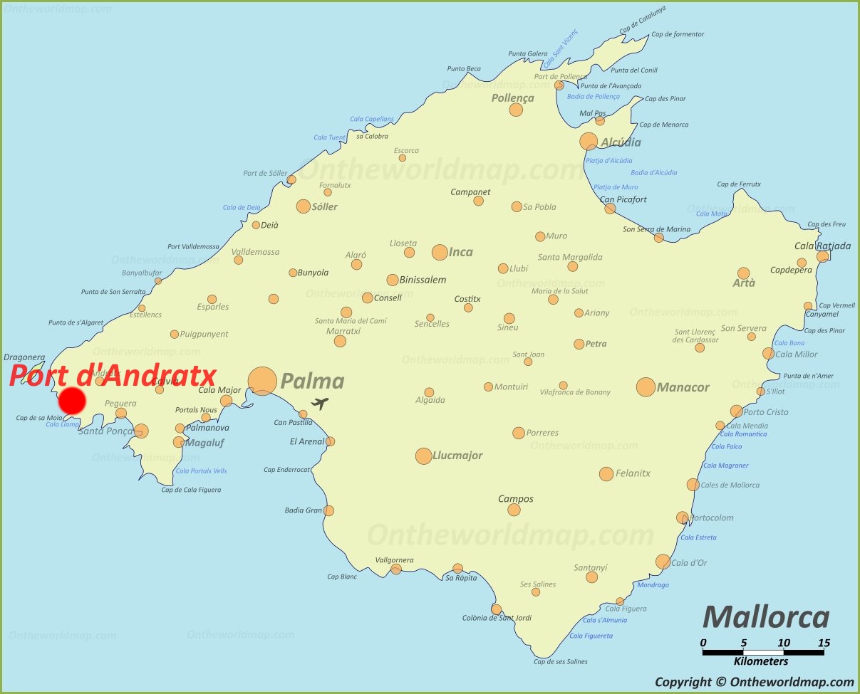 Puerto de Andrach en el Mapa de Mallorca