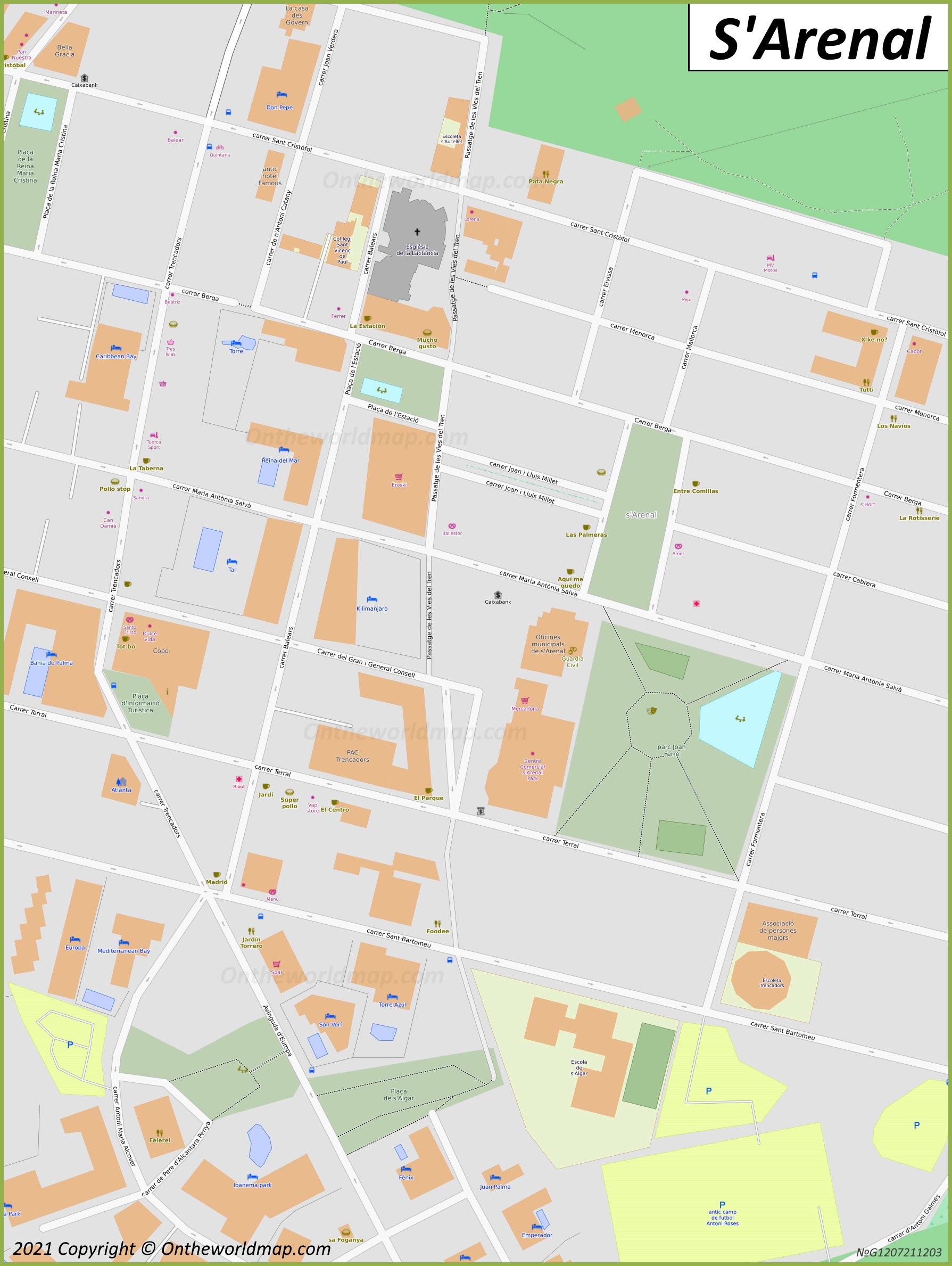 s'Arenal Town Center Map