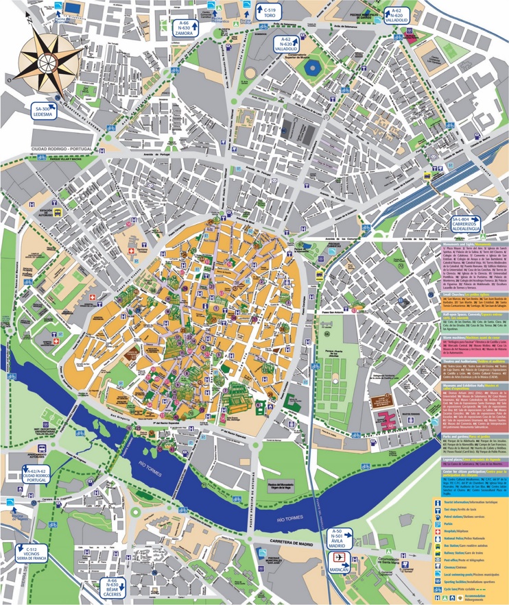 Salamanca - Mapa de hoteles y atracciones turísticas