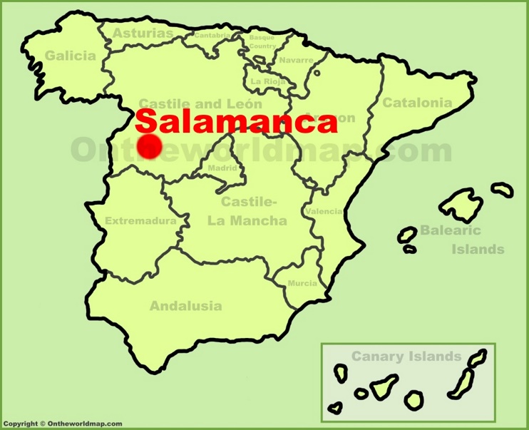 Salamanca en el mapa de España
