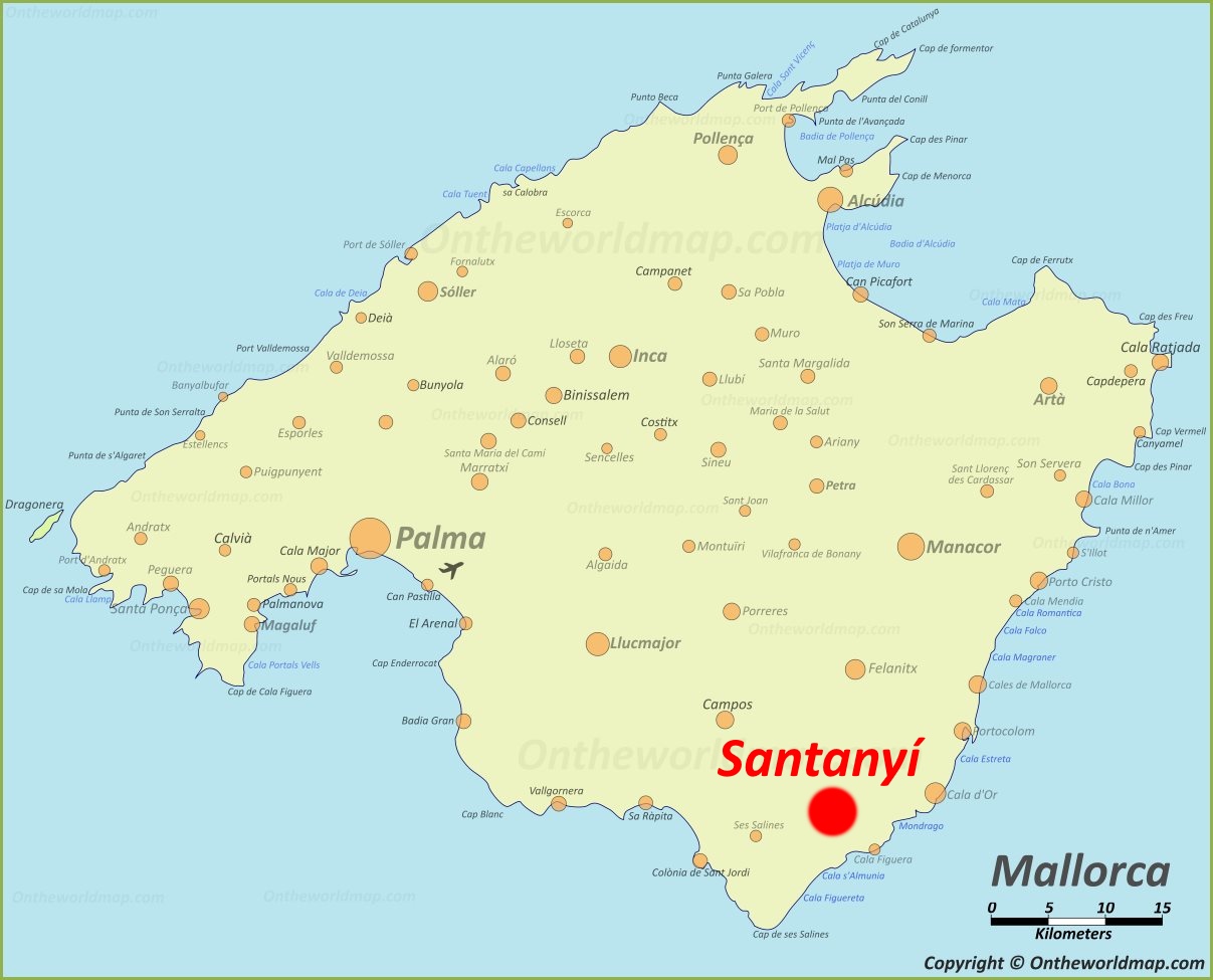 Santañí en el Mapa de Mallorca