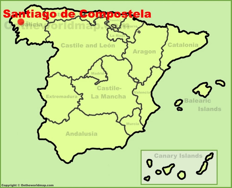 Santiago de Compostela location on the Spain map