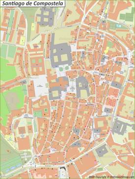 Santiago de Compostela Old Town Map