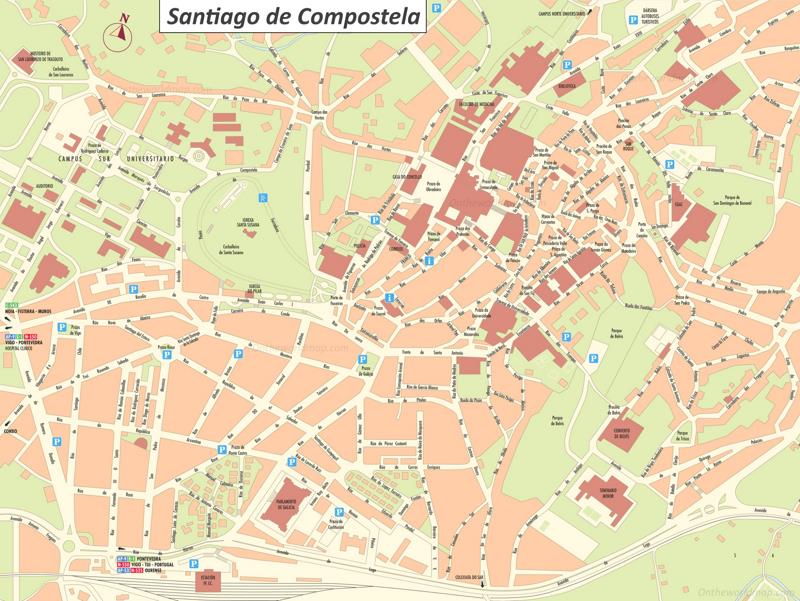 Santiago de Compostela tourist map