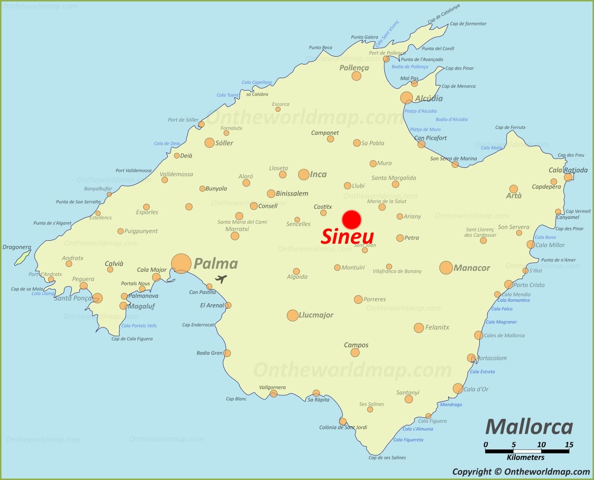 Sinéu en el Mapa de Mallorca