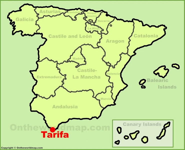 Tarifa location on the Spain map