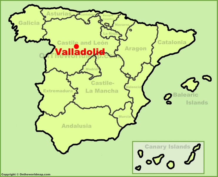 Valladolid en el mapa de España